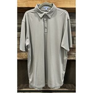 Men’s GEN TEAL Gray Striped Short Sleeve Polo Shirt Size XL *B1